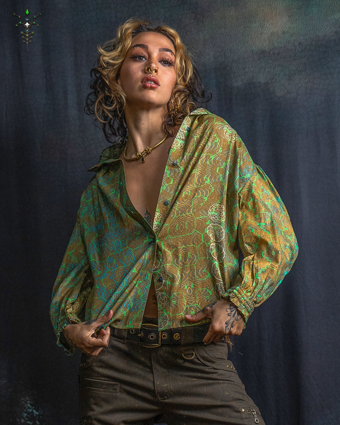 Shirt Woman Longsleeve FRUFRU / Cotton Voile Gold Lurex - SANDZ